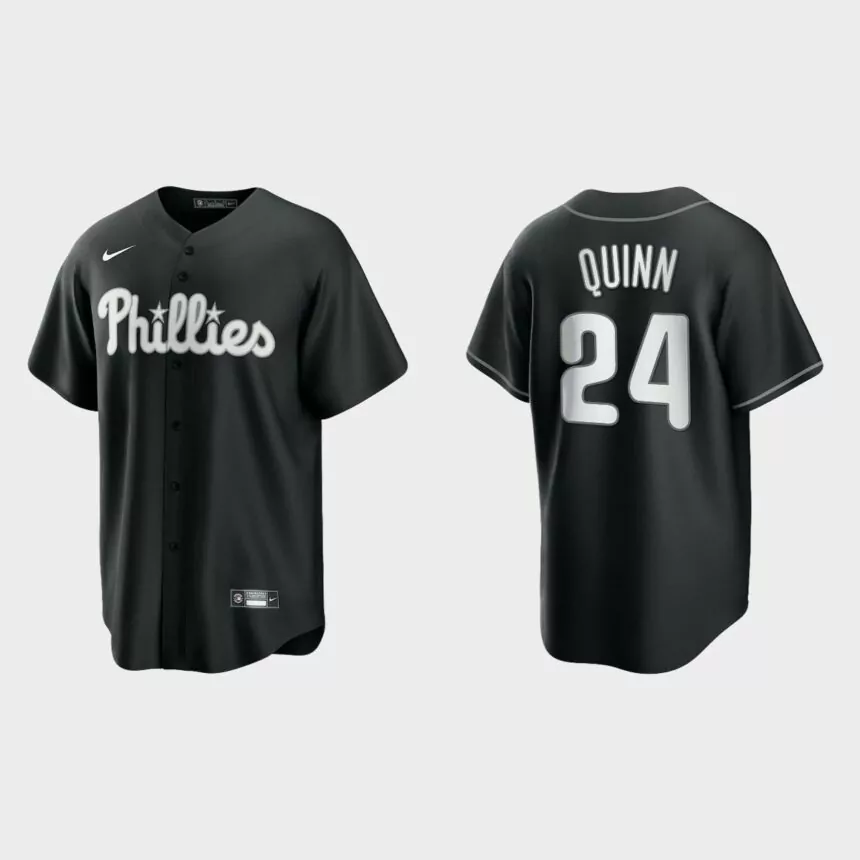 Philadelphia Phillies Roman Quinn 2021 All Black Fashion Replica Jersey – Black White