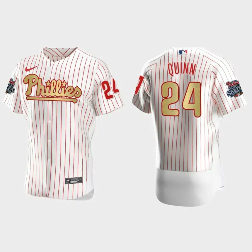 Philadelphia Phillies Roman Quinn White Gold 2008 World Series Champions Jersey