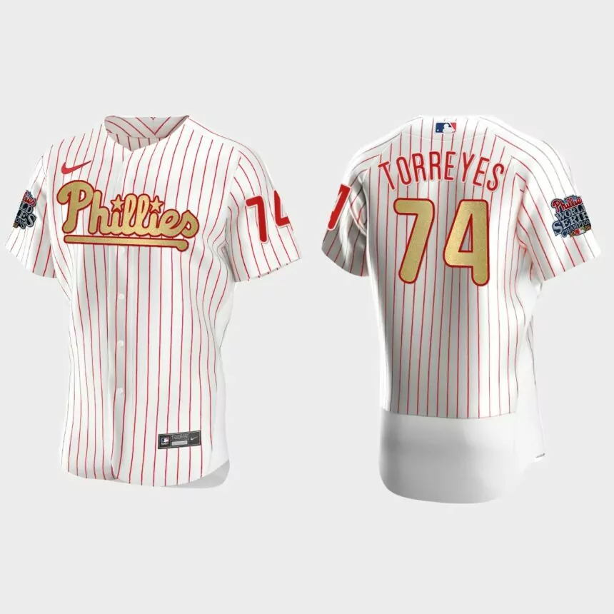 Philadelphia Phillies Ronald Torreyes White Gold 2008 World Series Champions Jersey