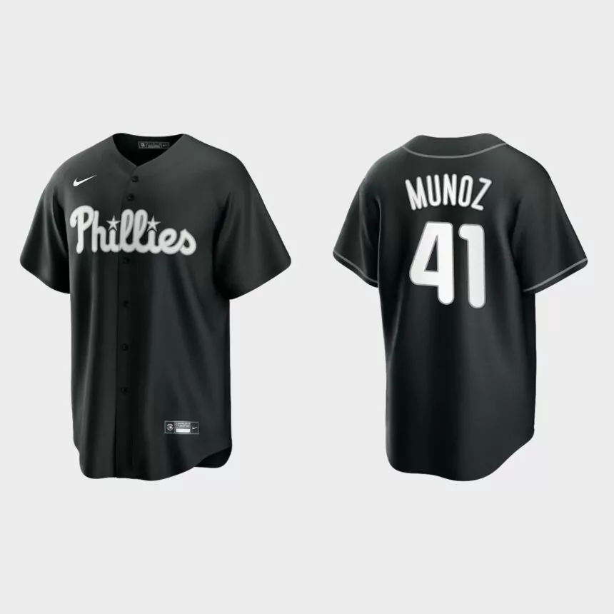 Philadelphia Phillies Yairo Munoz Replica Official Jersey – Black White