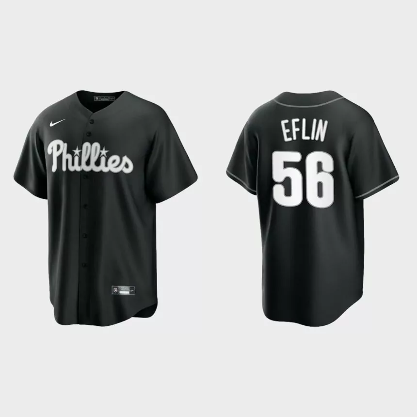Philadelphia Phillies Zach Eflin Replica Official Jersey – Black White