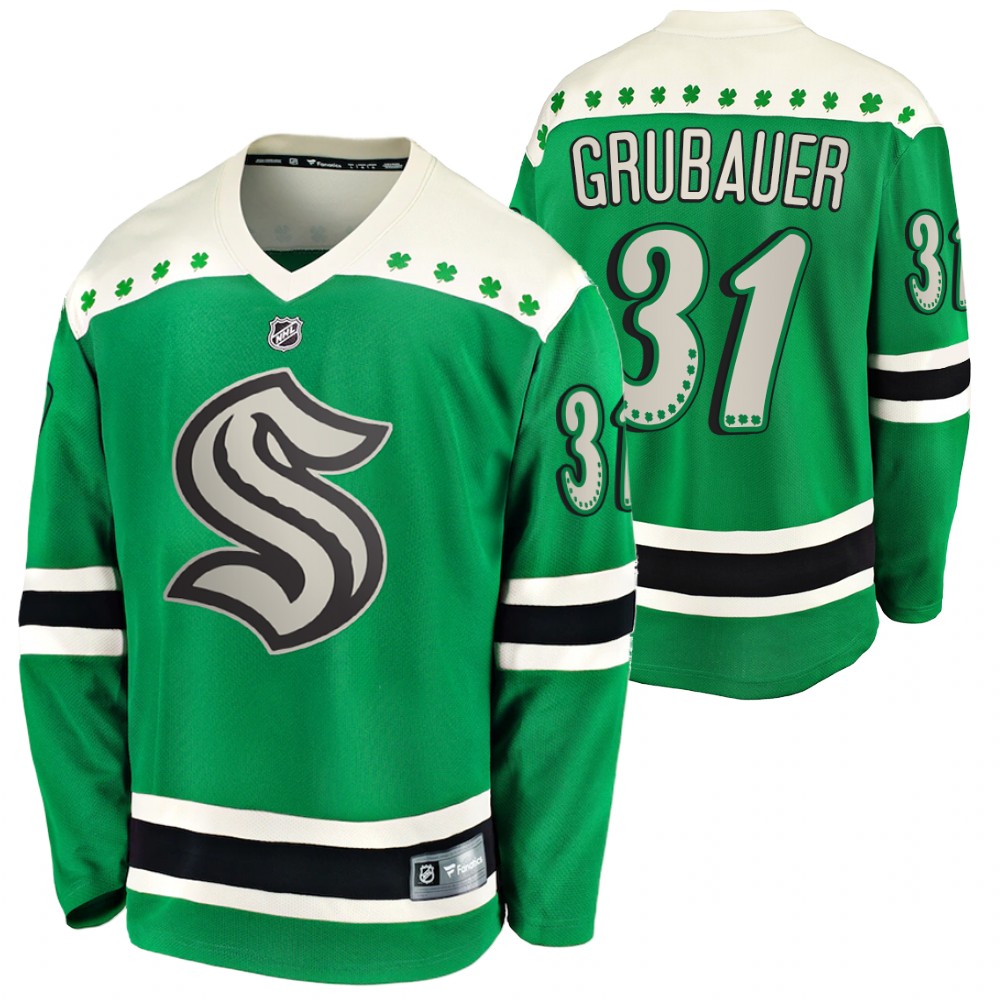 Philipp Grubauer 2022 St. Patrick Kraken Green #31 Jersey
