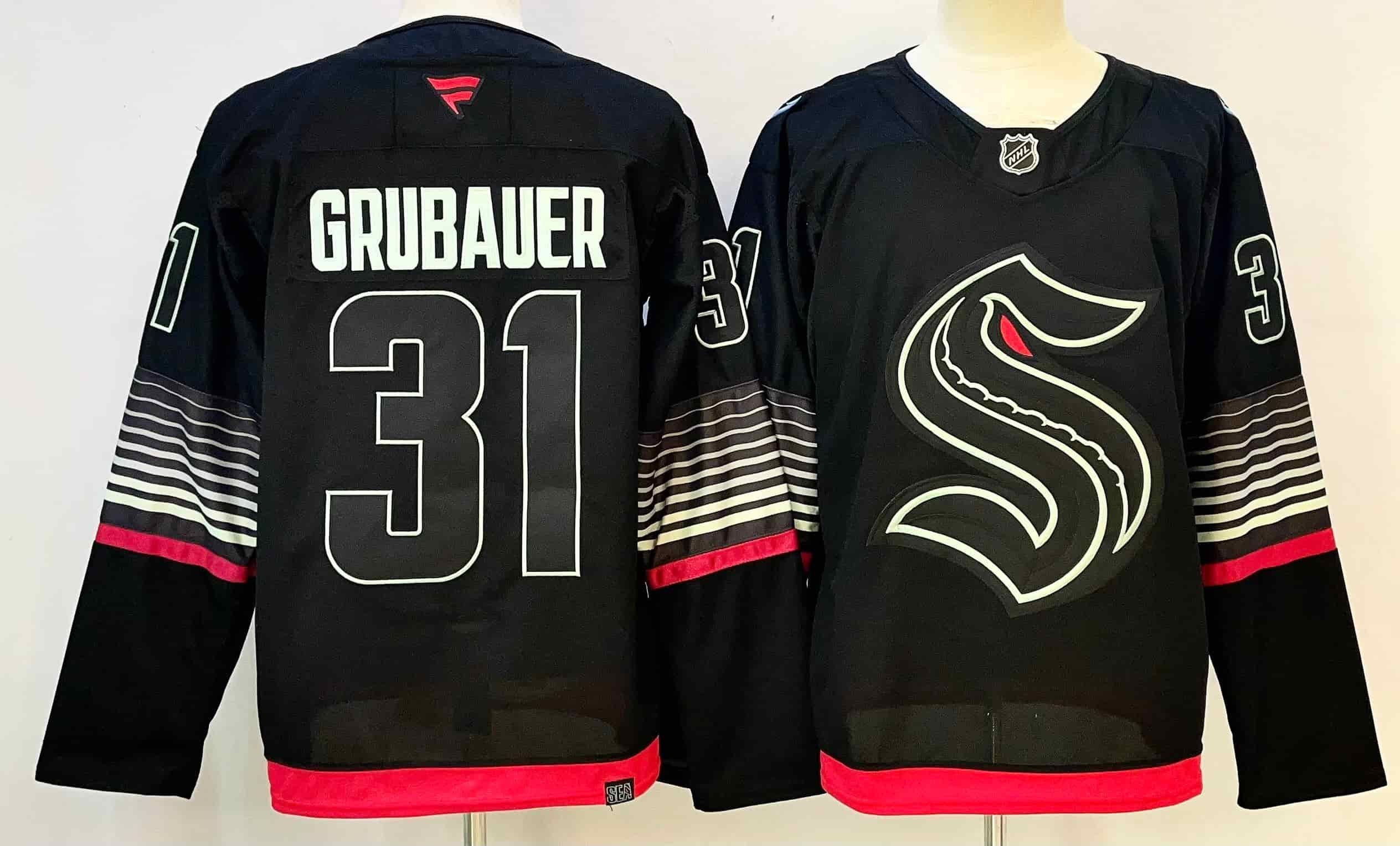Philipp Grubauer Seattle Kraken Fanatics Alternate Premium Player Jersey