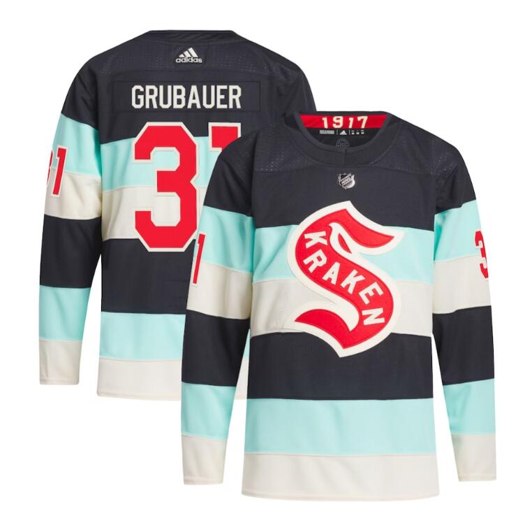 Philipp Grubauer Seattle Kraken adidas 2024 NHL Winter Classic Primegreen Authentic Player Jersey - Deep Sea Blue