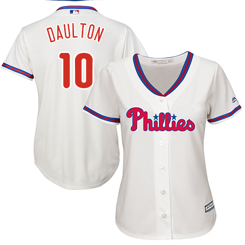 Phillies #10 Darren Daulton Cream Alternate Women's Stitched MLB Jersey