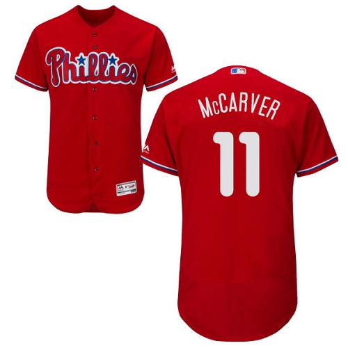Phillies #11 Tim McCarver Red Flexbase Authentic Collection Stitched MLB Jersey