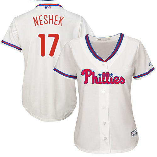 Phillies #17 Pat Neshek Cream Alternate Women's Stitched MLB Jersey