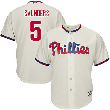 Phillies #5 Michael Saunders Cream Cool Base Stitched Youth MLB Jersey