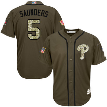 Phillies #5 Michael Saunders Green Salute to Service Stitched Youth MLB Jersey