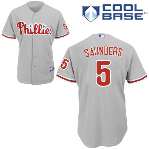 Phillies #5 Michael Saunders Grey Cool Base Stitched Youth MLB Jersey