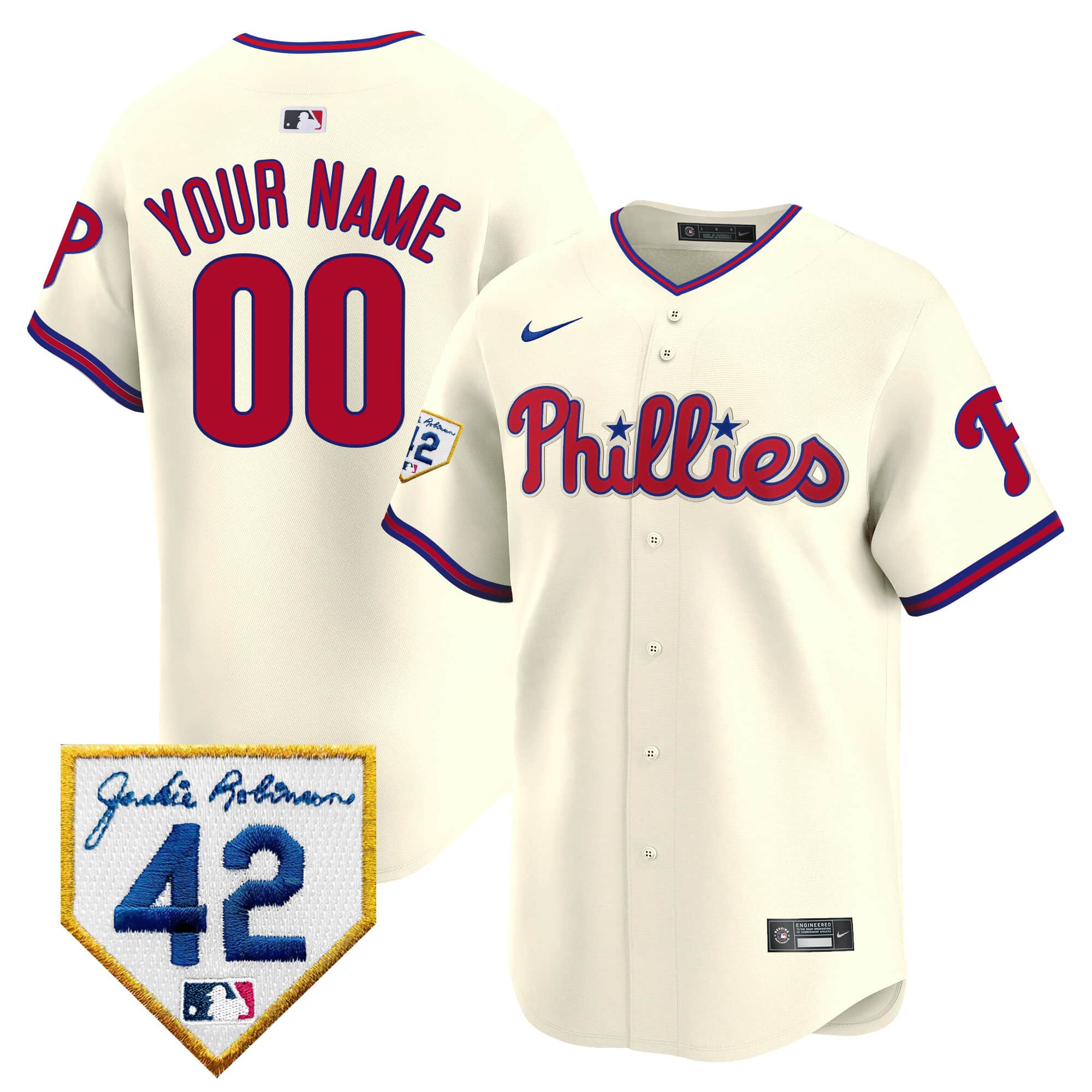 Phillies  Jackie 2024 Robinson Patch Vapor Premier Limited Custom Jersey – All Stitched