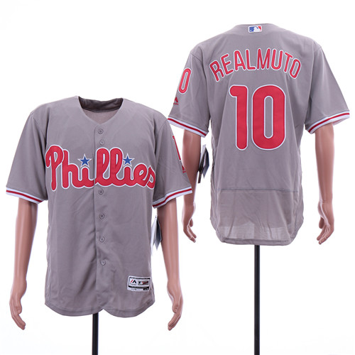 Phillies 10 J.T. Realmuto Gray Flexbase Jersey