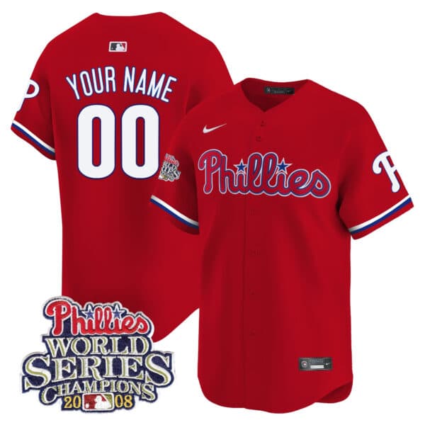 Phillies 2008 World Series Champions Patch Vapor Premier   Limited Custom Jersey – All Stitched