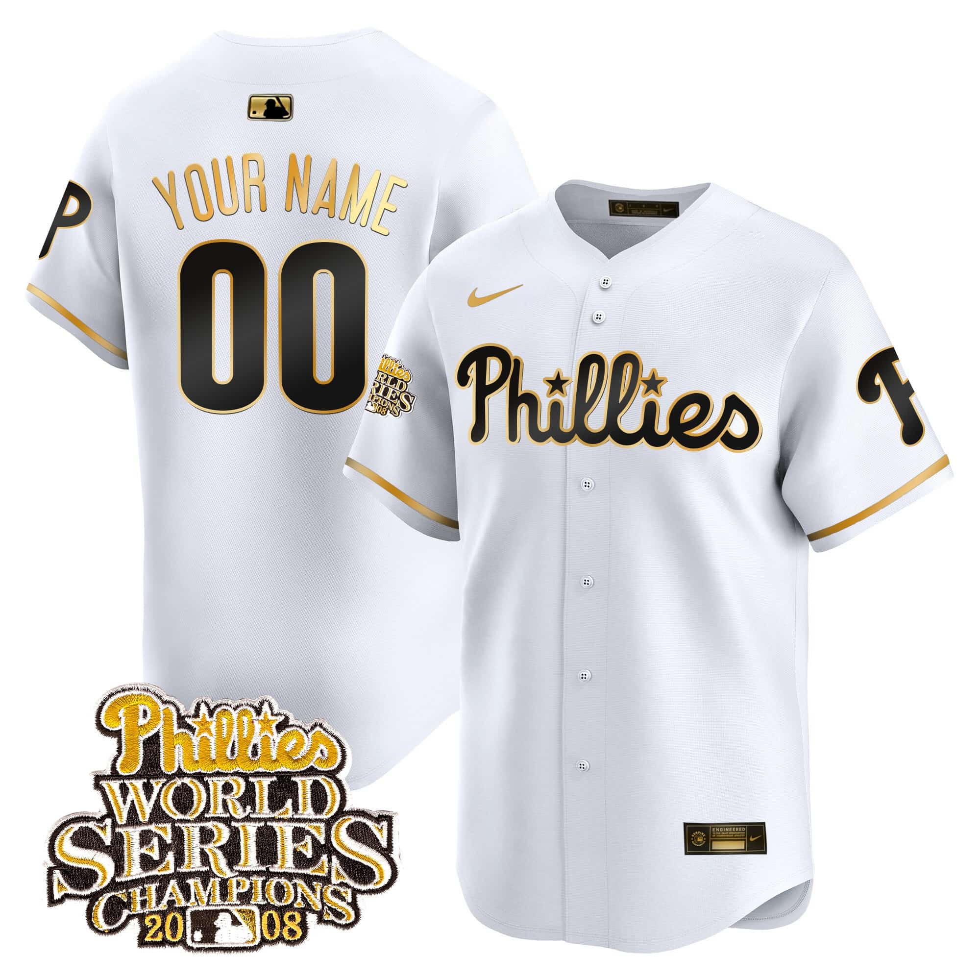 Phillies 2008 World Series Champions Patch Vapor Premier Limited Custom  Jersey – All Stitched