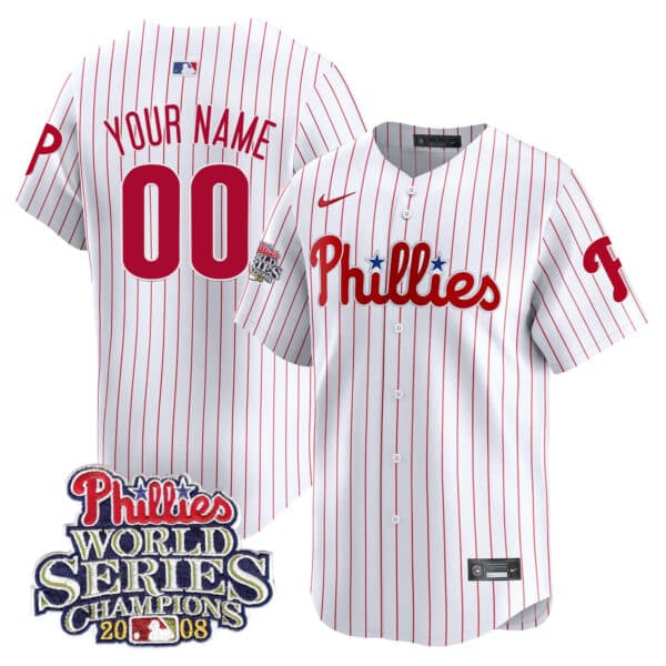 Phillies 2008 World Series Champions Patch Vapor Premier Limited Custom Jersey – All  Stitched