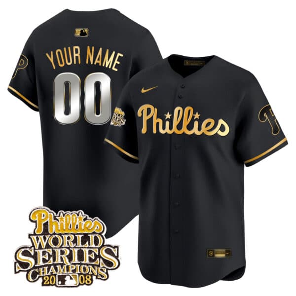 Phillies 2008 World Series Champions Patch Vapor Premier Limited Custom Jersey – All Stitched