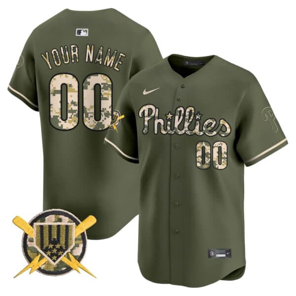 Phillies Armed Forces Day Vapor Premier Limited  Custom Jersey – All Stitched
