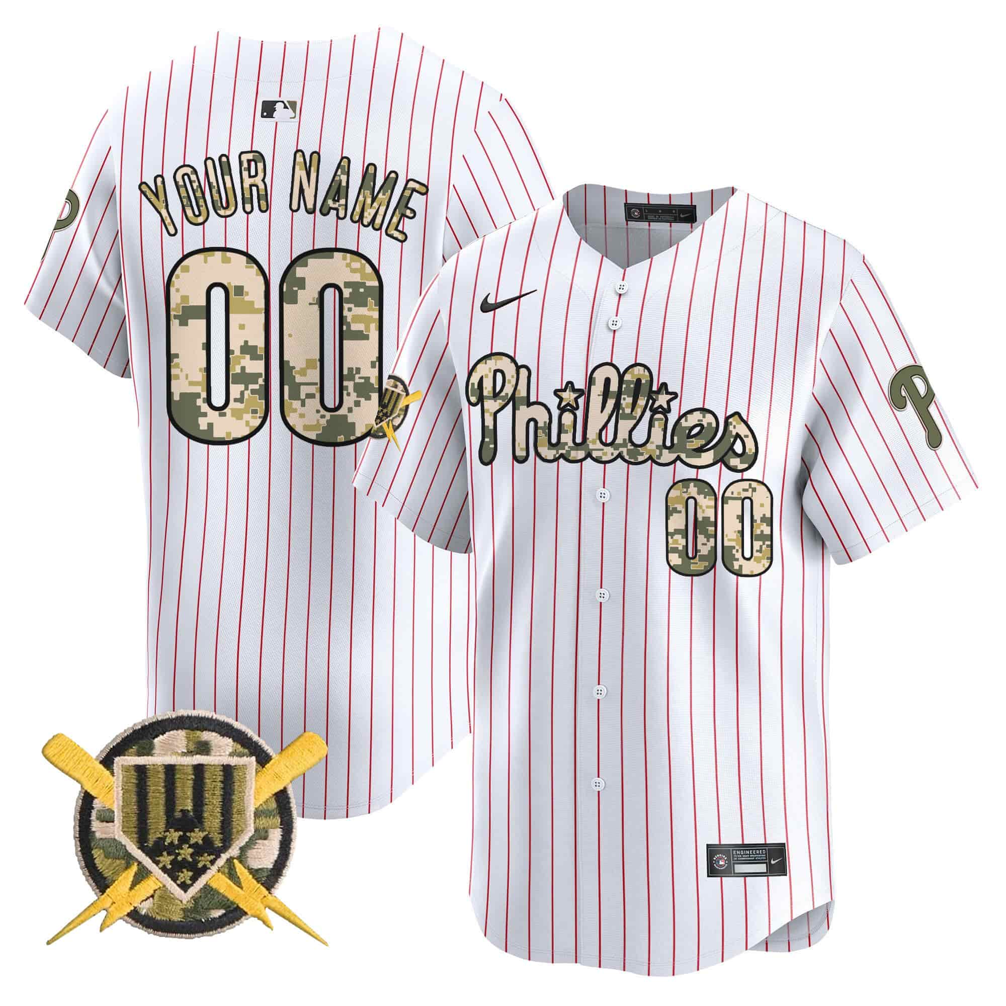 Phillies Armed Forces Day Vapor Premier Limited Custom   Jersey – All Stitched