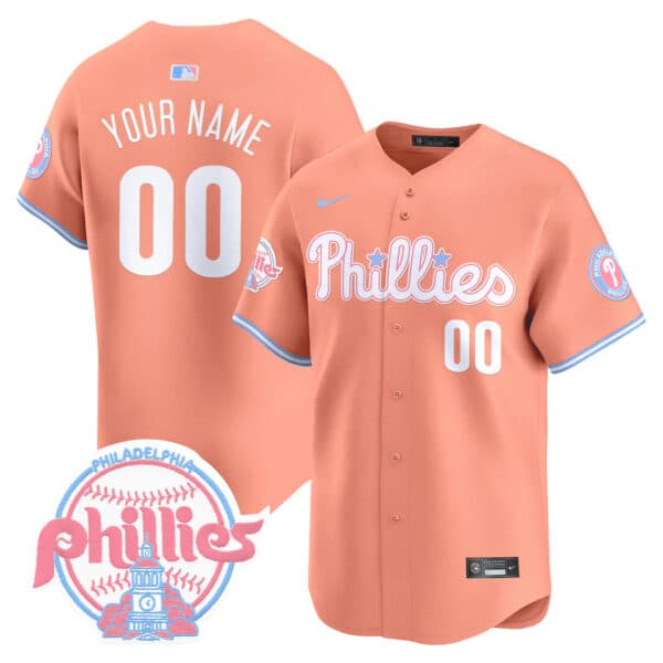 Phillies Bubblegum Pink Vapor   Premier Limited Custom Jersey V2 – All Stitched