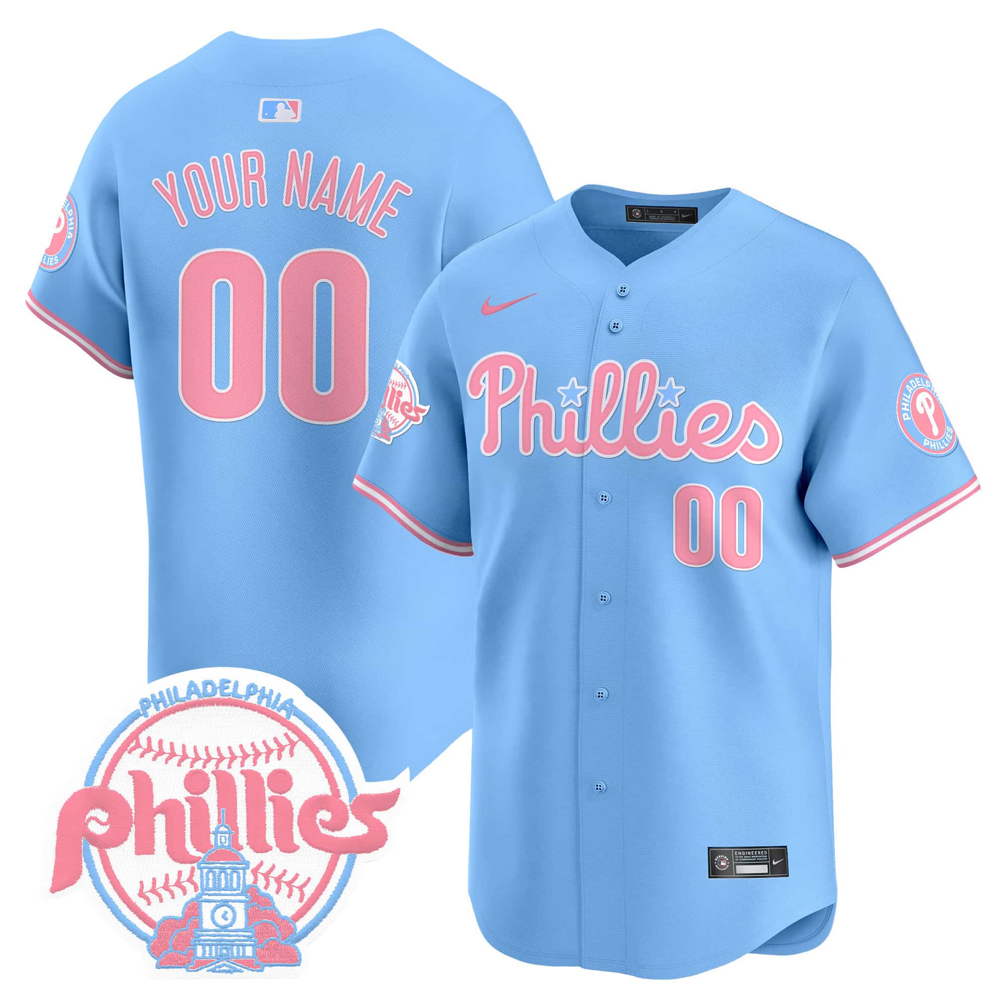 Phillies Bubblegum Pink Vapor  Premier Limited Custom Jersey V2 – All Stitched