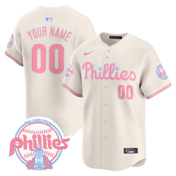 Phillies Bubblegum Pink Vapor Premier Limited Custom Jersey V2 – All Stitched