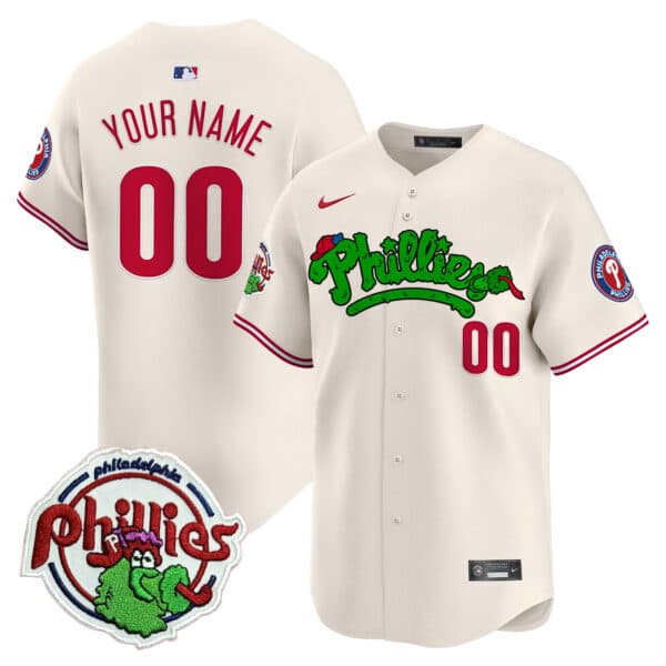 Phillies Phanatic Patch Vapor Premier   Limited Custom Jersey V2 – All Stitched
