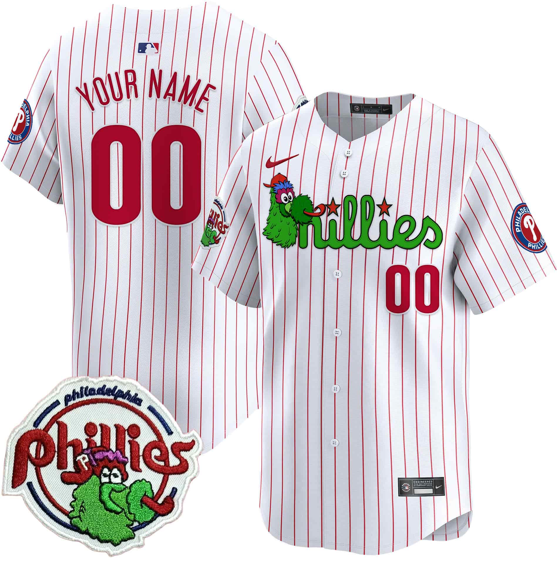 Phillies Phanatic Patch Vapor Premier Limited Custom   Jersey V3 – All Stitched