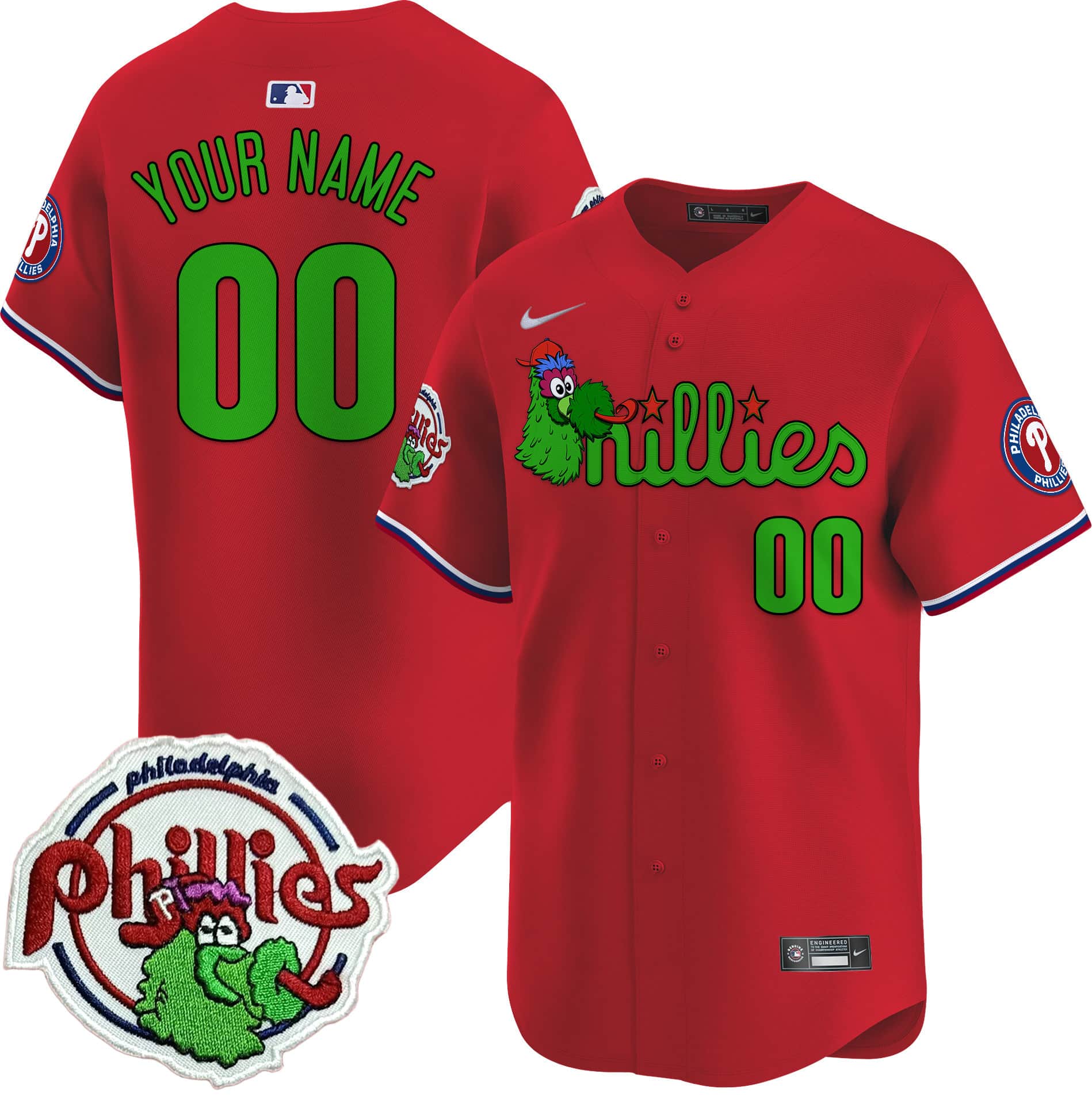 Phillies Phanatic Patch Vapor Premier Limited Custom Jersey V3  –  All  Stitched