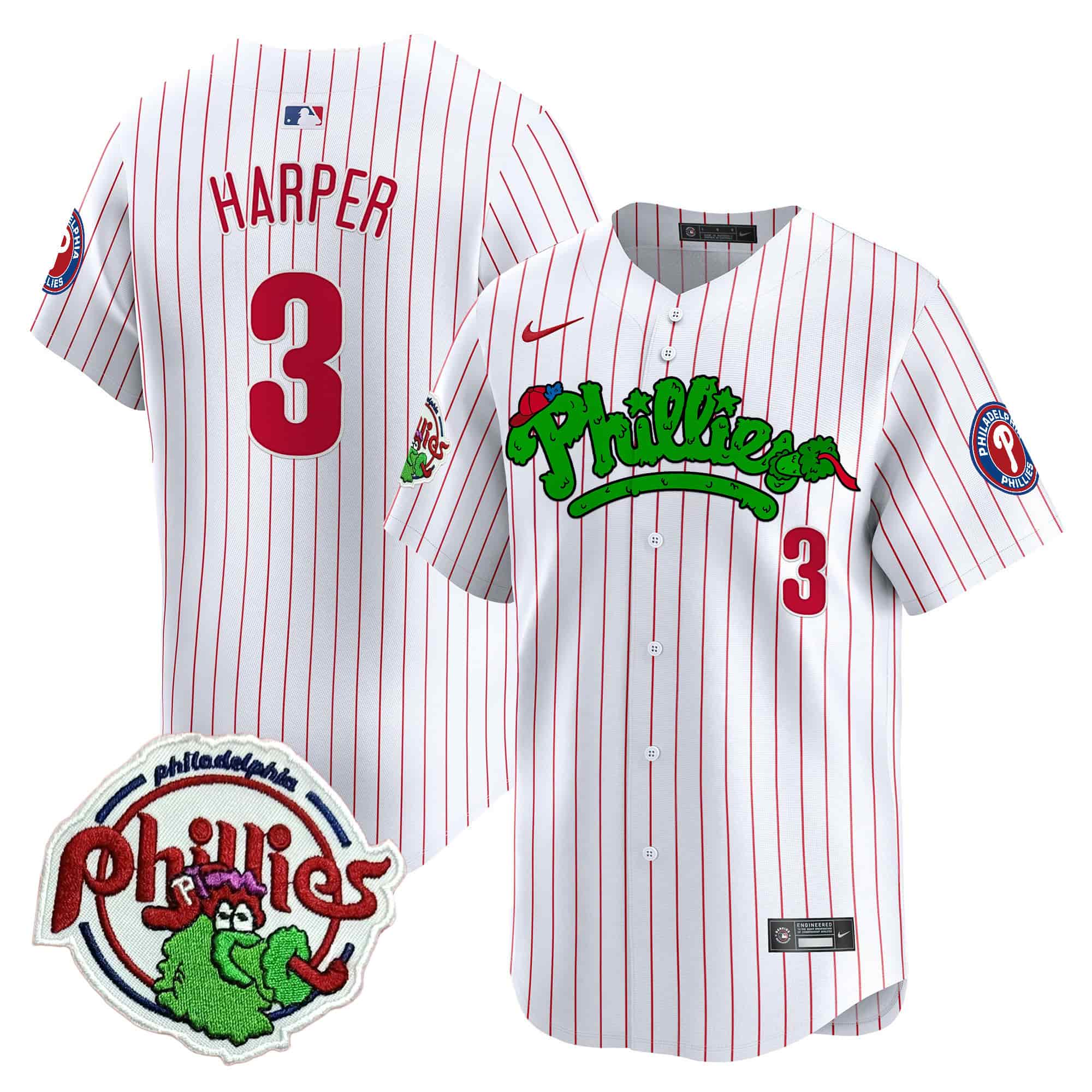 Phillies Phanatic Patch Vapor Premier Limited Jersey V3- All Stitched Bryce Harper 3