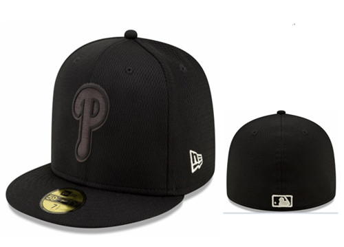 Phillies Team Logo Black Fitted Hat LX