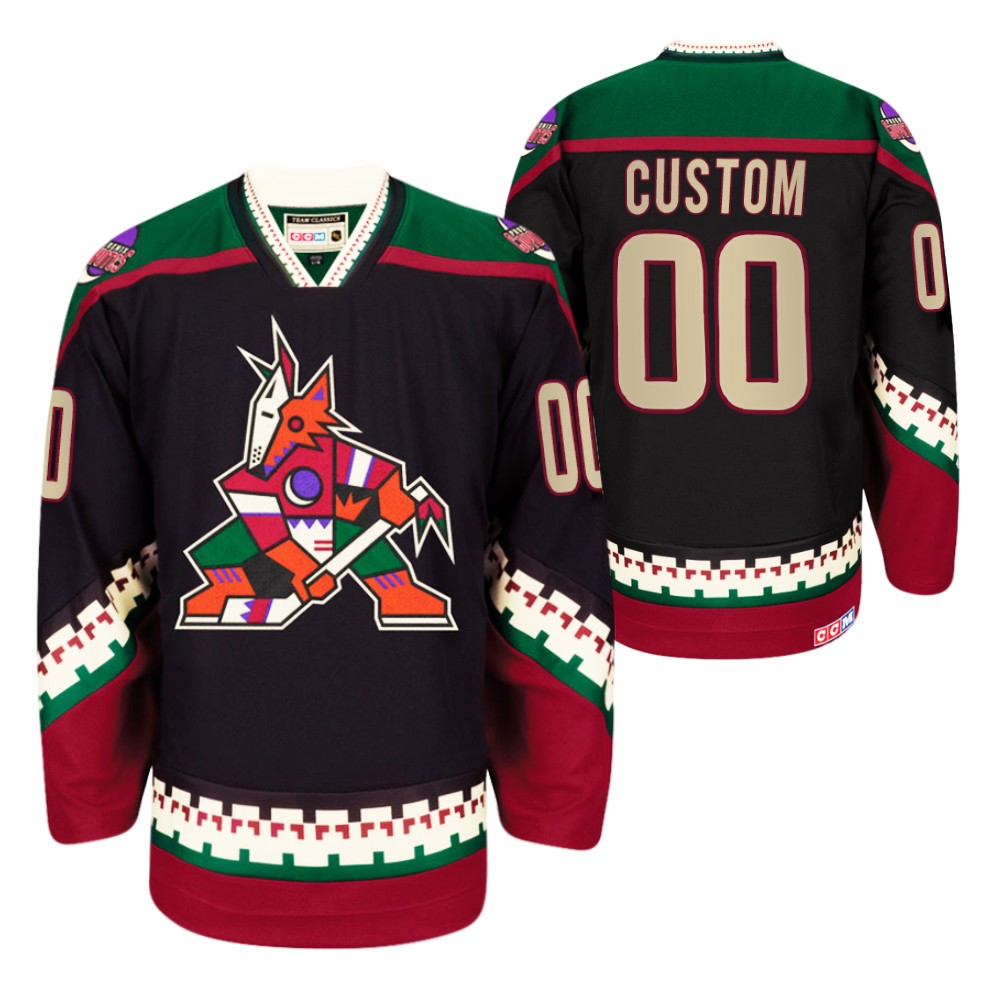 Phoenix Coyotes #00 Custom Black Heritage Vintage Jersey