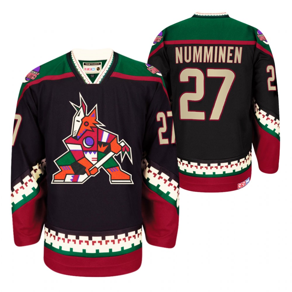 Phoenix Coyotes #27 Teppo Numminen Black Heritage Vintage Jersey