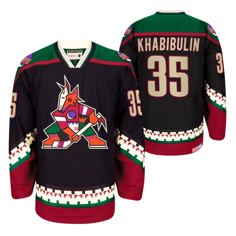 Phoenix Coyotes #35 Nikolai Khabibulin Black Heritage Vintage Jersey
