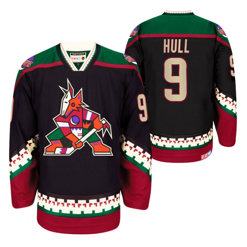 Phoenix Coyotes #9 Bobby Hull Black Heritage Vintage Jersey