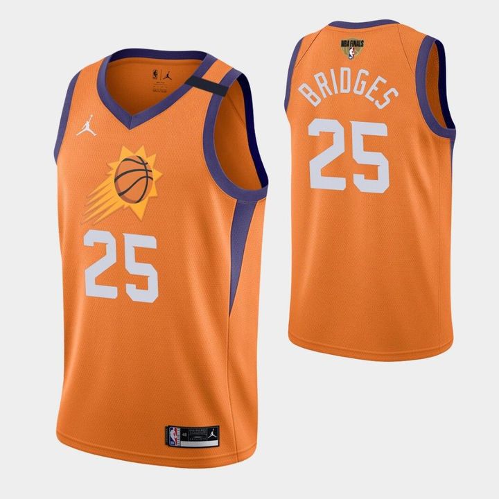 Phoenix Suns #25 Mikal Bridges Men's 2021 NBA Finals Bound Statement Edition NBA Jersey Orange