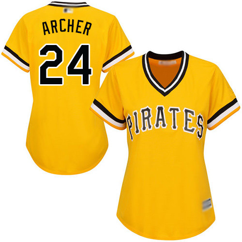 Pirates #24 Chris Archer Gold Alternate Women's Stitched Baseball Jersey