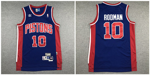 Pistons 10 Dennis Rodman Navy Hardwood Classics Jersey