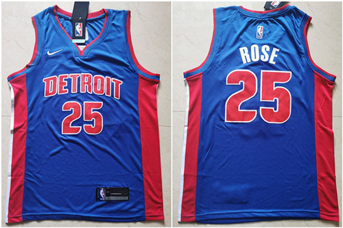 Pistons 25 Derrick Rose Blue Nike Swingman Jersey