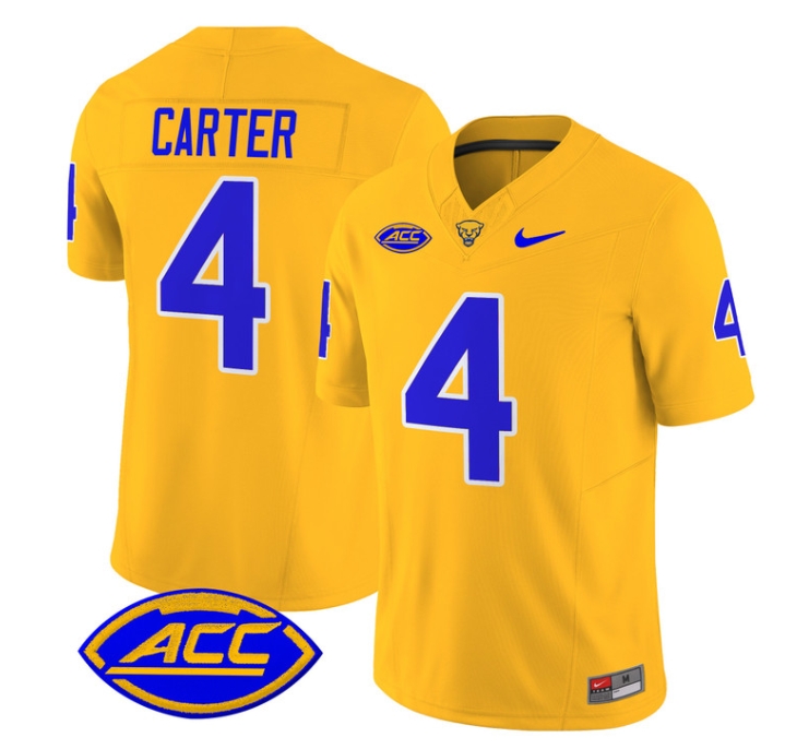 Pittsburgh Panthers 2024 Vapor Limited Football Jersey - All Stitched  GOLD #4 DANIEL CARTER