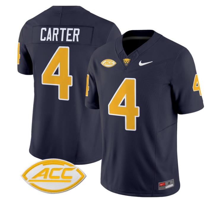 Pittsburgh Panthers 2024 Vapor Limited Football Jersey - All Stitched  NAVY #4 DANIEL CARTER