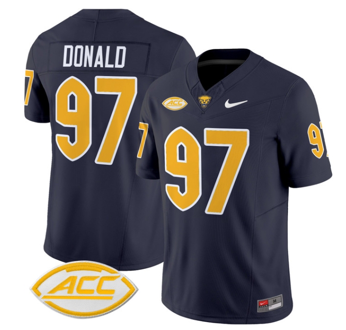 Pittsburgh Panthers 2024 Vapor Limited Football Jersey - All Stitched  NAVY #97 AARON DONALD