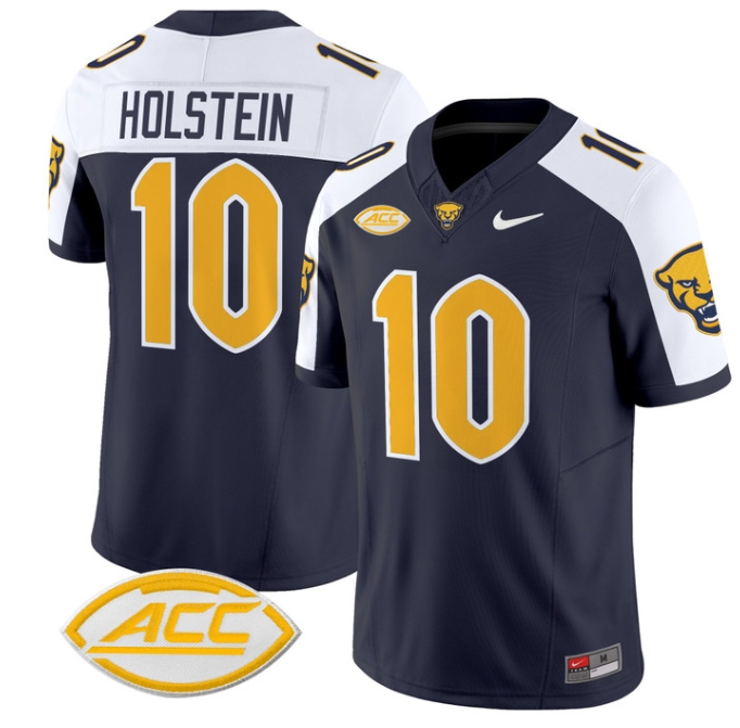 Pittsburgh Panthers 2024 Vapor Limited Football Jersey - All Stitched  NAVY ALTERNATE #10 ELI HOLSTEIN