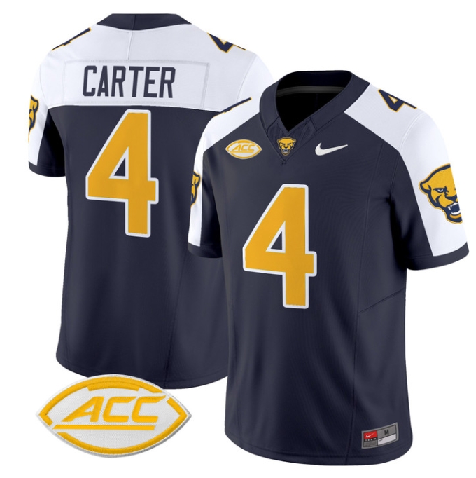 Pittsburgh Panthers 2024 Vapor Limited Football Jersey - All Stitched  NAVY ALTERNATE #4 DANIEL CARTER