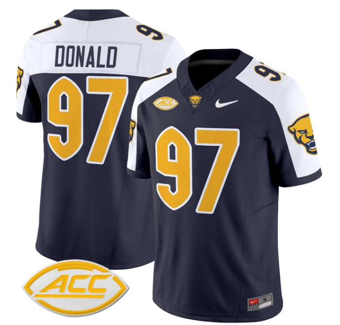 Pittsburgh Panthers 2024 Vapor Limited Football Jersey - All Stitched  NAVY ALTERNATE #97 AARON DONALD