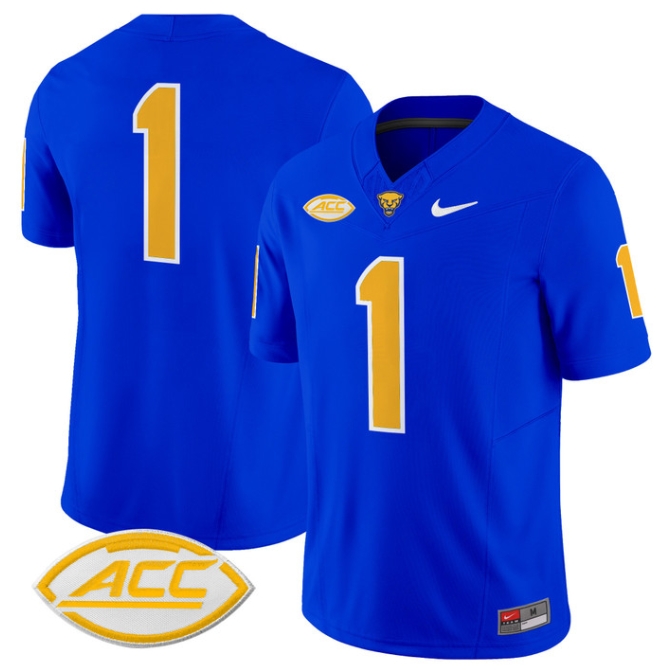 Pittsburgh Panthers 2024 Vapor Limited Football Jersey - All Stitched  ROYAL #1 No Name