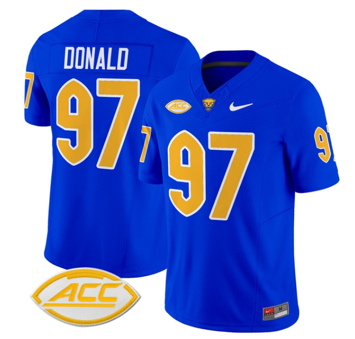 Pittsburgh Panthers 2024 Vapor Limited Football Jersey - All Stitched  ROYAL #97 AARON DONALD
