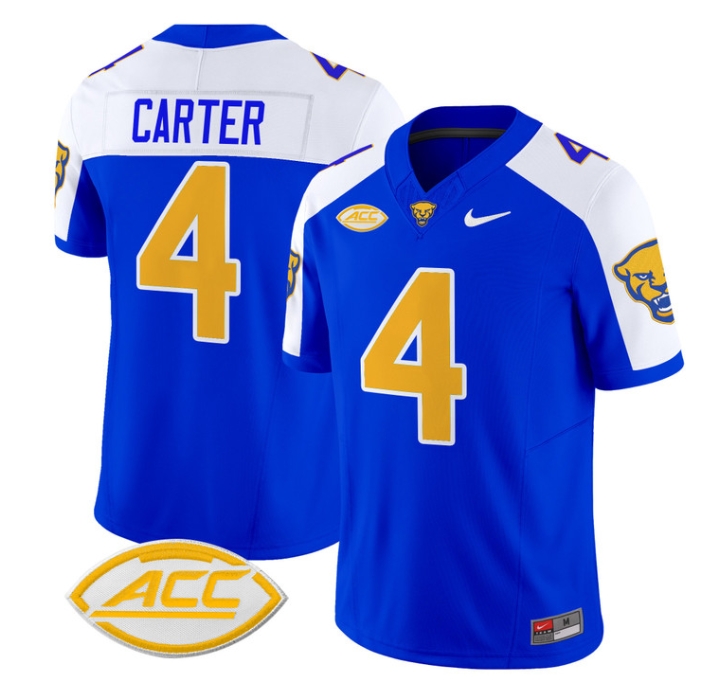Pittsburgh Panthers 2024 Vapor Limited Football Jersey - All Stitched  ROYAL ALTERNATE #4 DANIEL CARTER