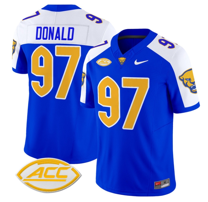 Pittsburgh Panthers 2024 Vapor Limited Football Jersey - All Stitched  ROYAL ALTERNATE #97 AARON DONALD