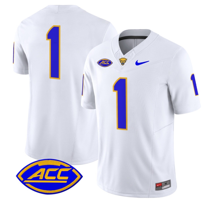 Pittsburgh Panthers 2024 Vapor Limited Football Jersey - All Stitched  WHITE #1 No Name