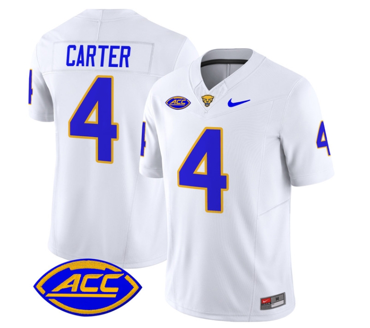 Pittsburgh Panthers 2024 Vapor Limited Football Jersey - All Stitched  WHITE #4 DANIEL CARTER